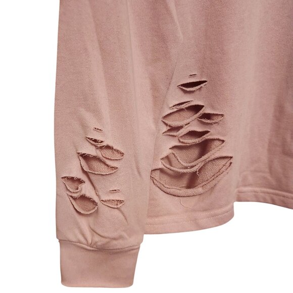 Say What Light Mauve Pink Distressed Lightweight Sweatshirt Top Size 2X - Picture 5 of 9
